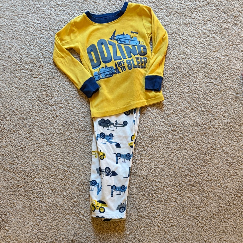 Carter's Yellow and Blue Construction Pajama Set 3T